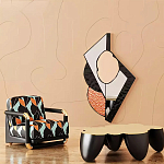 Дизайнерский журнальный стол округлой формы чёрный с золотой столешницей Fufem варинант исполнения - 1 | Loft Concept в Москве