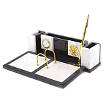 Настольный письменный набор из белого мрамора и змеевика Marble Accessory варинант исполнения - 2 | Loft Concept в Москве