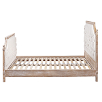 Кровать двуспальная светло-бежевая с основанием из массива дуба с мягким изголовьем Flax Beds варинант исполнения - 2 | Loft Concept в Москве