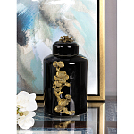 Банка с крышкой из фарфора с бронзовым цветочным элементом Eden Garden варинант исполнения - 4 | Loft Concept в Москве