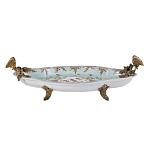 Блюдо овальное из голубого фарфора с ручками в виде бабочек и цветочным рисунком Blue Garden варинант исполнения - 1 | Loft Concept в Москве