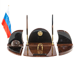 Настольный письменный набор с часами из природного камня обсидиана Oval Office варинант исполнения - 1 | Loft Concept в Москве