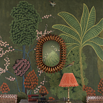 Обои ручная роспись Malwa Original colourway on Olive tobacco варинант исполнения - 1 | Loft Concept в Москве