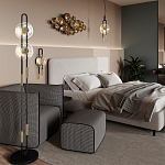 Бра черного цвета с круглым прозрачным стеклянным плафоном Virelia  варинант исполнения - 5 | Loft Concept в Москве