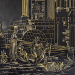 Обои ручная роспись Views of Italy Gold Outline варинант исполнения - 1 | Loft Concept в Москве