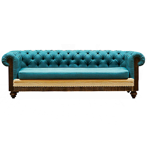 Диван Deconstructed Chesterfield Sofa triple turquoise Linen