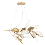 Люстра подвесная с декоративными белыми и золотыми листьями на текстурном основании Wintery flovers варинант исполнения - 1 | Loft Concept в Москве