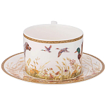 Чайная пара из фарфора с изображением собаки и уток 300 мл Hunting Porcelain Collection варинант исполнения - 2 | Loft Concept в Москве