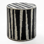 Приставной круглый столик с инкрустацией Black and White Geometry Stool варинант исполнения - 1 | Loft Concept в Москве