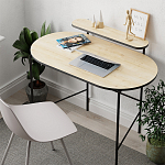 Стол письменный овальной формы с полкой LOUB WORKING TABLE BLACK OAK варинант исполнения - 5 | Loft Concept в Москве