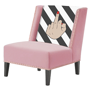 FUN Armchair "fuck off" pink  Дизайнерское кресло с цветным принтом