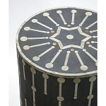 Приставной круглый столик с инкрустацией Mandika Bone Inlay Gray варинант исполнения - 1 | Loft Concept в Москве