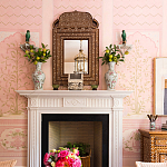 Обои ручная роспись Jharokha Arches Original colourway on pink painted Xuan paper варинант исполнения - 4 | Loft Concept в Москве