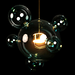 Подвесной светильник с прозрачными бирюзовыми стеклянными шарами и золотыми деталями Диаметр 46 Giopato & Coombes варинант исполнения - 4 | Loft Concept в Москве