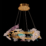 Люстра круглая на золотом каркасе с птичками и цветочным декором Miscellaneous herbs варинант исполнения - 5 | Loft Concept в Москве