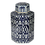 Ваза с крышкой и графическим узором в сине-белых цветах Blue & White Ornament  варинант исполнения - 2 | Loft Concept в Москве