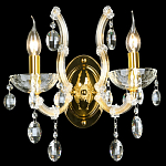 Бра с двумя лампами и крупными хрустальными подвесками на золотом основании Crystal lamps варинант исполнения - 2 | Loft Concept в Москве