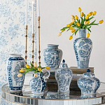 Ваза с крышкой и голубым цветочным рисунком на белом фоне Blue & White Ornament варинант исполнения - 7 | Loft Concept в Москве