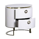 Тумбочка белая овальная с мраморной столешницей Thoroughbass варинант исполнения - 2 | Loft Concept в Москве