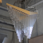 Люстра золотого цвета в форме галочки с каскадом длинных прозрачных трубок Eurofase варинант исполнения - 14 | Loft Concept в Москве