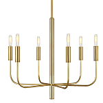 Люстра с 6-ю лампами на тонких изогнутых рожках в современном стиле Feiss варинант исполнения - 1 | Loft Concept в Москве