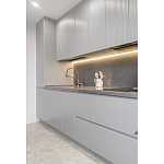 Прямой серый кухонный гарнитур с фрезерованным фасадом Idelle Kitchen Set варинант исполнения - 2 | Loft Concept в Москве