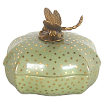 Фарфоровая шкатулка с бронзовой стрекозой Eden Garden Green варинант исполнения - 1 | Loft Concept в Москве