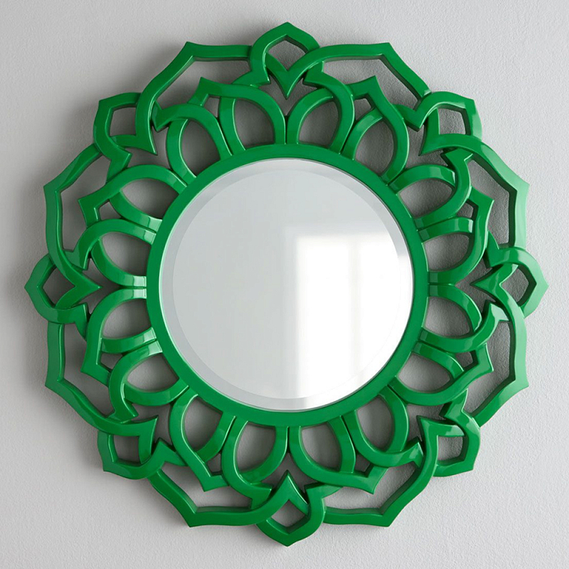 Зеркало круглое в ажурной зеленой раме Green Floral Pattern Зеленый Зеркало круглое в ажурной зеленой раме Green Floral Pattern Зеленый в Москве | Loft Concept