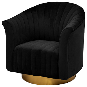 Кресло вращающееся в чёрной велюровой обивке Toronto Black Armchair