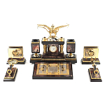 Настольный письменный набор из яшмы и долерита с декором Двуглавый орел Manager Organizer варинант исполнения - 1 | Loft Concept в Москве