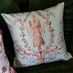 Декоративная подушка светло-зеленая с растительным орнаментом Raffael Angel Green Cushion варинант исполнения - 3 | Loft Concept в Москве