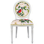 Стул светло-серый из натурального бука с изображением птиц и цветов Blooming Birds Red  варинант исполнения - 1 | Loft Concept в Москве