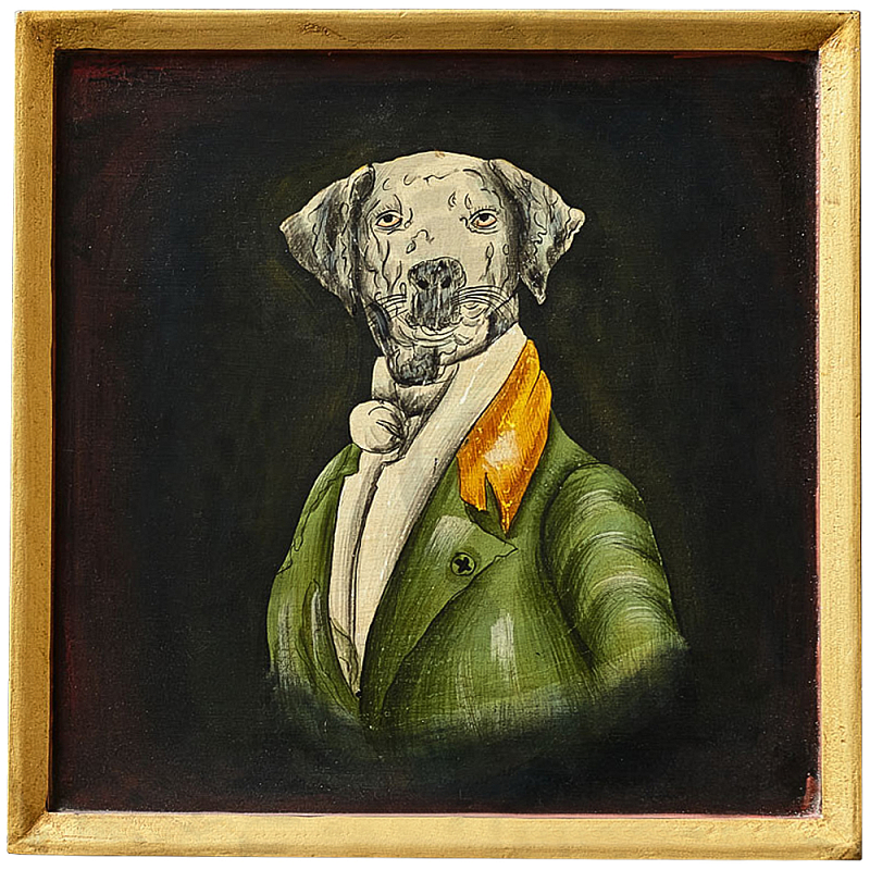     Chinoiserie Grey Dog Portrait       | Loft Concept 