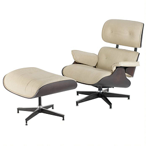Кресло Eames Lounge Chair & Ottoman cream