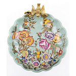 Блюдо из голубого фарфора с бронзовой птичкой Blue Garden варинант исполнения - 2 | Loft Concept в Москве