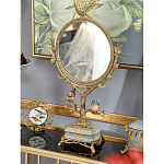 Зеркало с бронзовой подставкой в виде дерева и фарфоровыми птичками на голубом основании Eden Garden варинант исполнения - 4 | Loft Concept в Москве