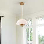 Подвесной светильник золотого цвета с полусферическим опаловым плафоном и декоративным элементом Elstead Lighting варинант исполнения - 7 | Loft Concept в Москве