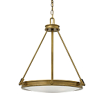 Люстра подвесная цвета латунь с плоским круглым матовым стеклянным плафоном на цепи Hinkley варинант исполнения - 1 | Loft Concept в Москве