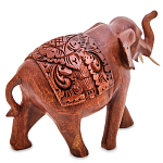 Статуэтка из дерева суар в виде слона в традиционном облачении Elephant in blanket варинант исполнения - 2 | Loft Concept в Москве