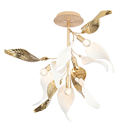 Люстра потолочная с белыми матовыми и золотыми глянцевыми листьями Wintery flovers варинант исполнения - 2 | Loft Concept в Москве