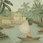 Обои ручная роспись River Scenes of Bengal Verdoyant варинант исполнения - 3 | Loft Concept в Москве