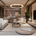 Люстра в форме кольца с золотым декором Warm Heavenly Light варинант исполнения - 7 | Loft Concept в Москве