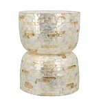 Приставной столик с мозаичным рисунком из раковин устриц Bone Inlay варинант исполнения - 2 | Loft Concept в Москве