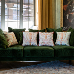 Декоративная подушка светло-зеленая с растительным орнаментом Raffael Floral Green Cushion варинант исполнения - 2 | Loft Concept в Москве