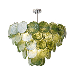 Люстра из зеленых стеклянных дисков с перламутровым эффектом Green Glowing Glaze варинант исполнения - 1 | Loft Concept в Москве