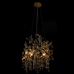 Подвесная люстра в виде ветвей деревьев золотого цвета с прозрачными подвесками-каплями 8 и 14 ламп Droplet Chandelier варинант исполнения - 5 | Loft Concept в Москве