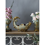 Чаша голубого цвета с оранментом и и бронзовыми фигурами леопардов Eden Garden варинант исполнения - 5 | Loft Concept в Москве