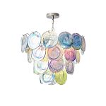 Люстра с каскадом из круглых разноцветных стеклянных дисков Mother of Pearl Iridescence варинант исполнения - 4 | Loft Concept в Москве