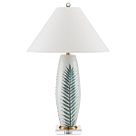 Настольная лампа овальная с тропическим принтом Stylized Aalm Leaves Motif варинант исполнения - 4 | Loft Concept в Москве