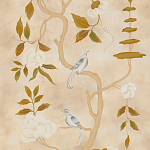 Обои ручная роспись Gustavian Tree of Life Special Colourway on Edo custom white painted silk варинант исполнения - 2 | Loft Concept в Москве